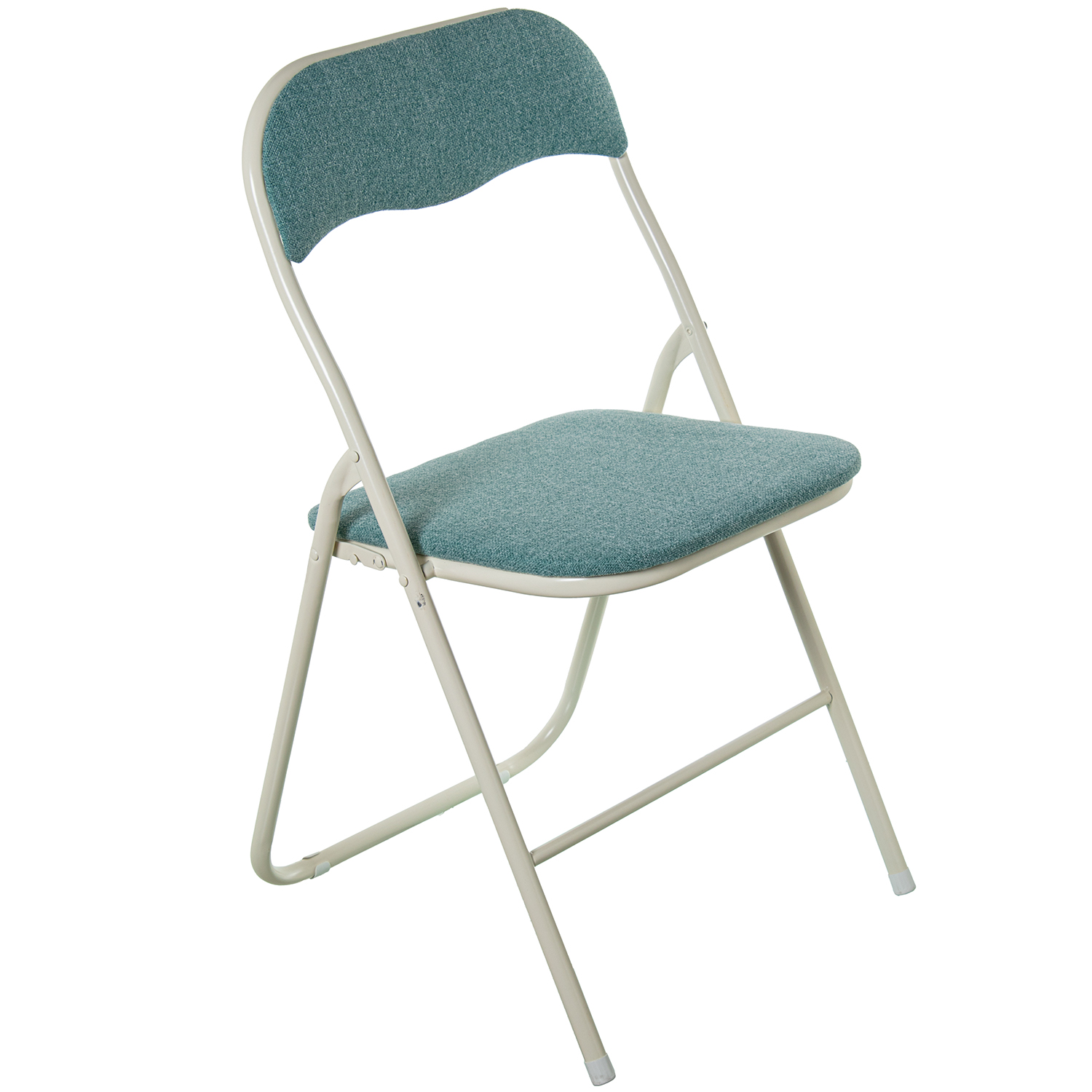 SILLA PLEGABLE METAL BLANCO TELA BEIGE