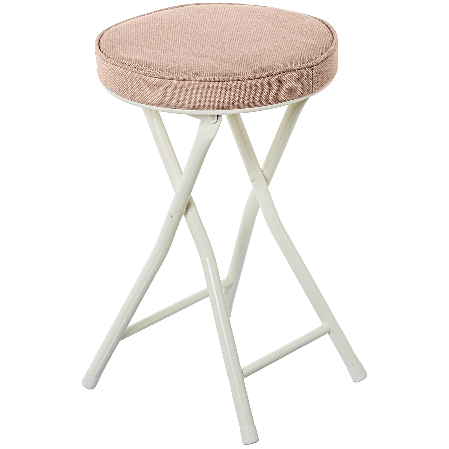 TABURETE PLEGABLE METAL BLANCO TELA GRIS