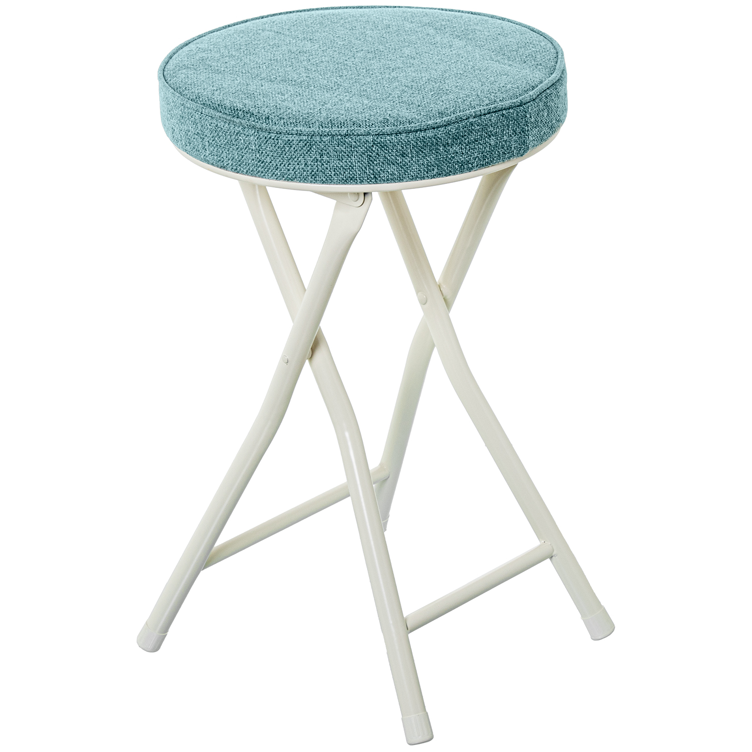 TABURETE PLEGABLE METAL BLANCO TELA BEIGE