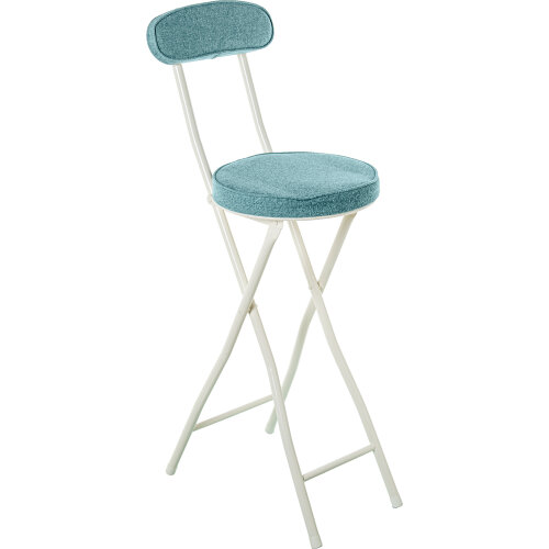 TABURETE ALTO C/RESPALDO METAL BLANCO TELA BEIGE