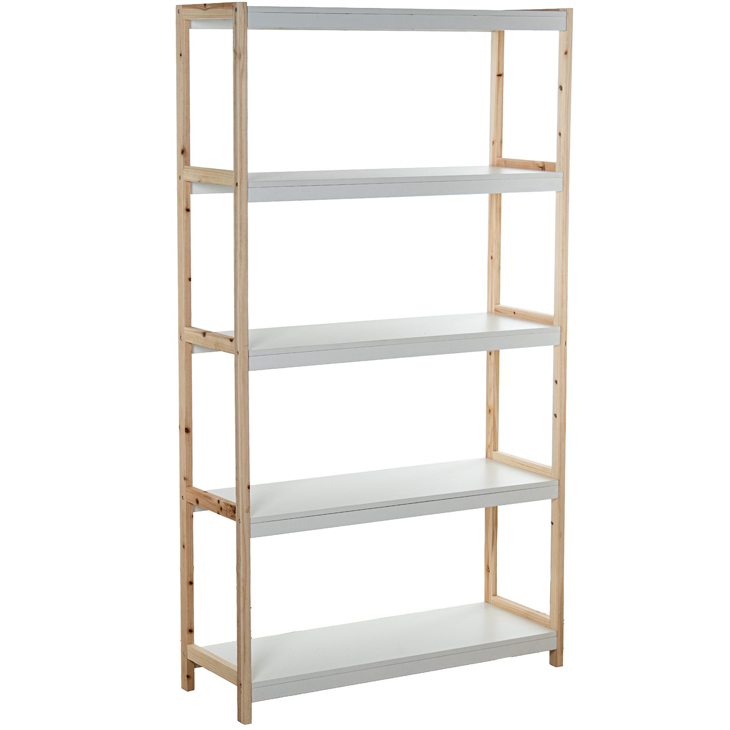 ESTANTERIA MADERA 5 NIVELES BLANCO/NATURAL