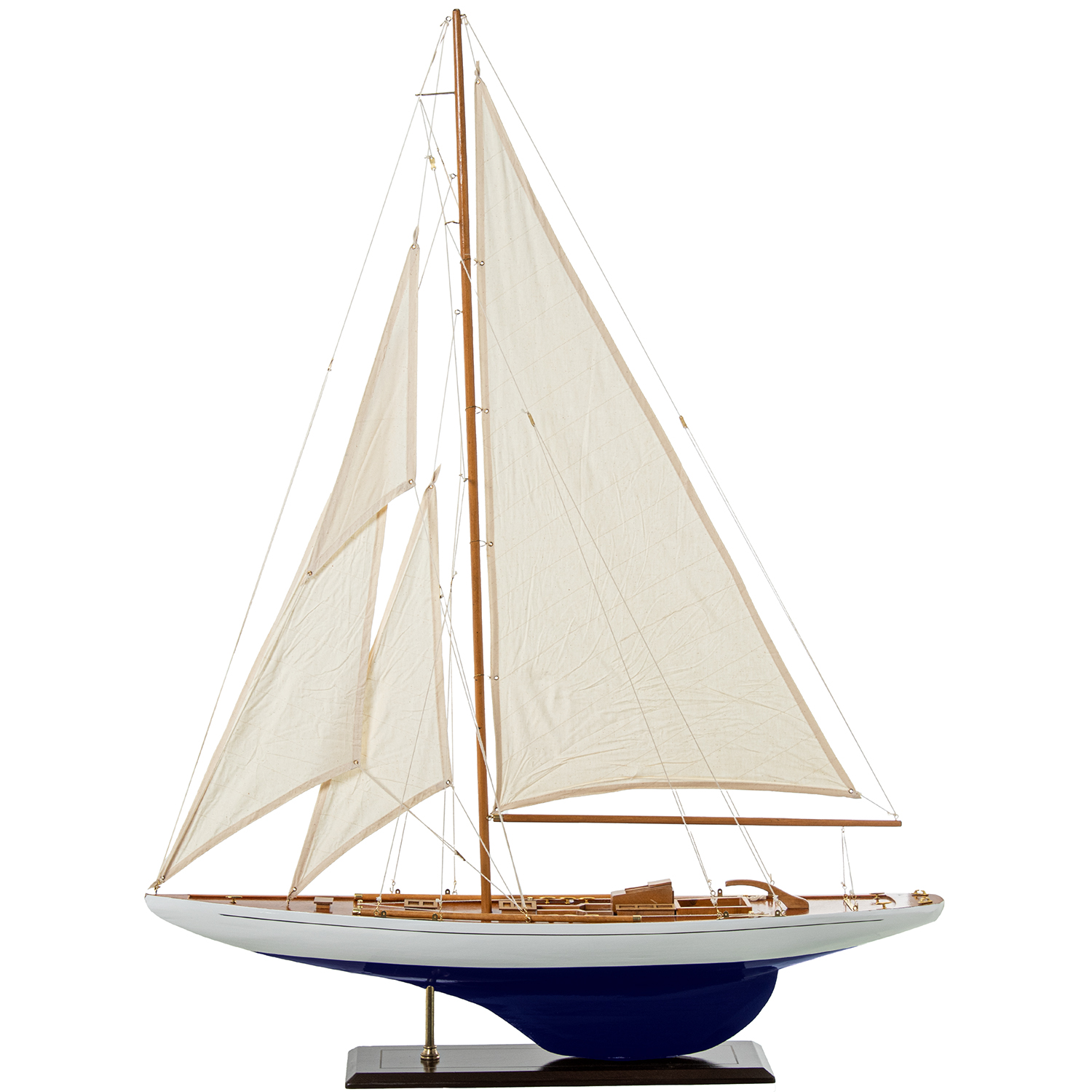VELERO MADERA 90X120CM CASCO BANCO/AZUL