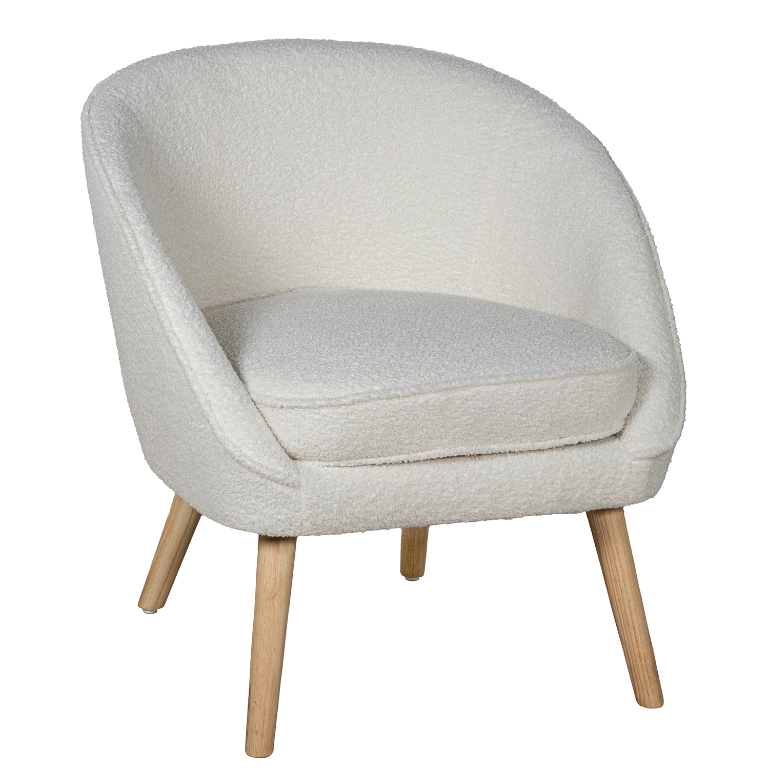 SILLON TELA BLANCA PATAS MADER