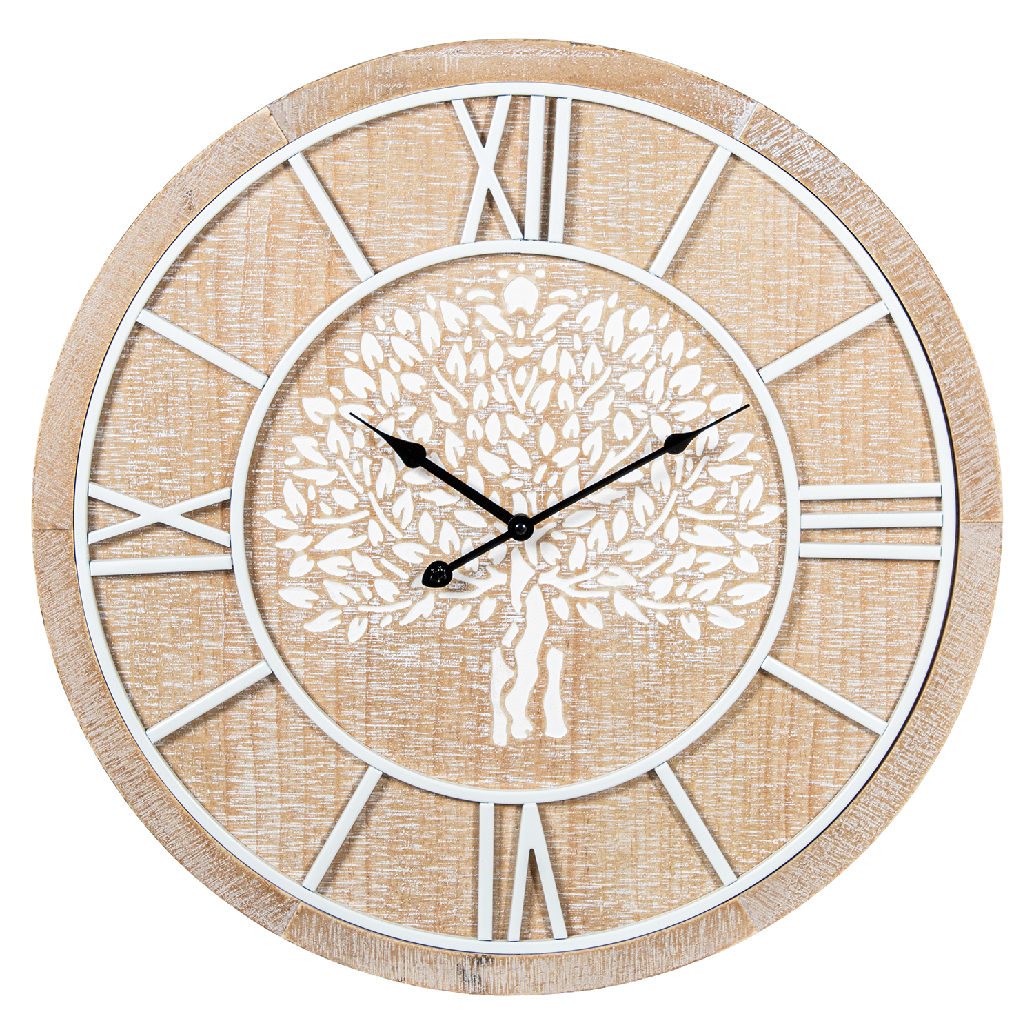 RELOJ PARED ø60CM MADERA DM ÁRBOL DE LA VIDA NATURAL/NEGRO