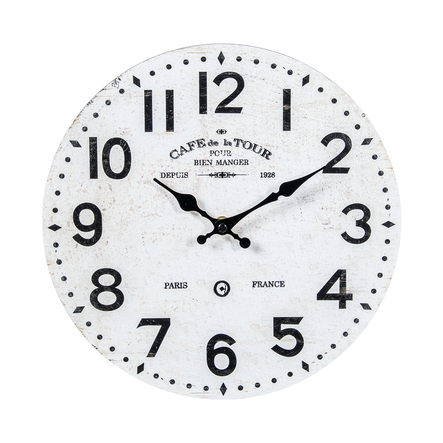 RELOJ PARED ø29CM MADERA DM ESFERA DE CRISTAL