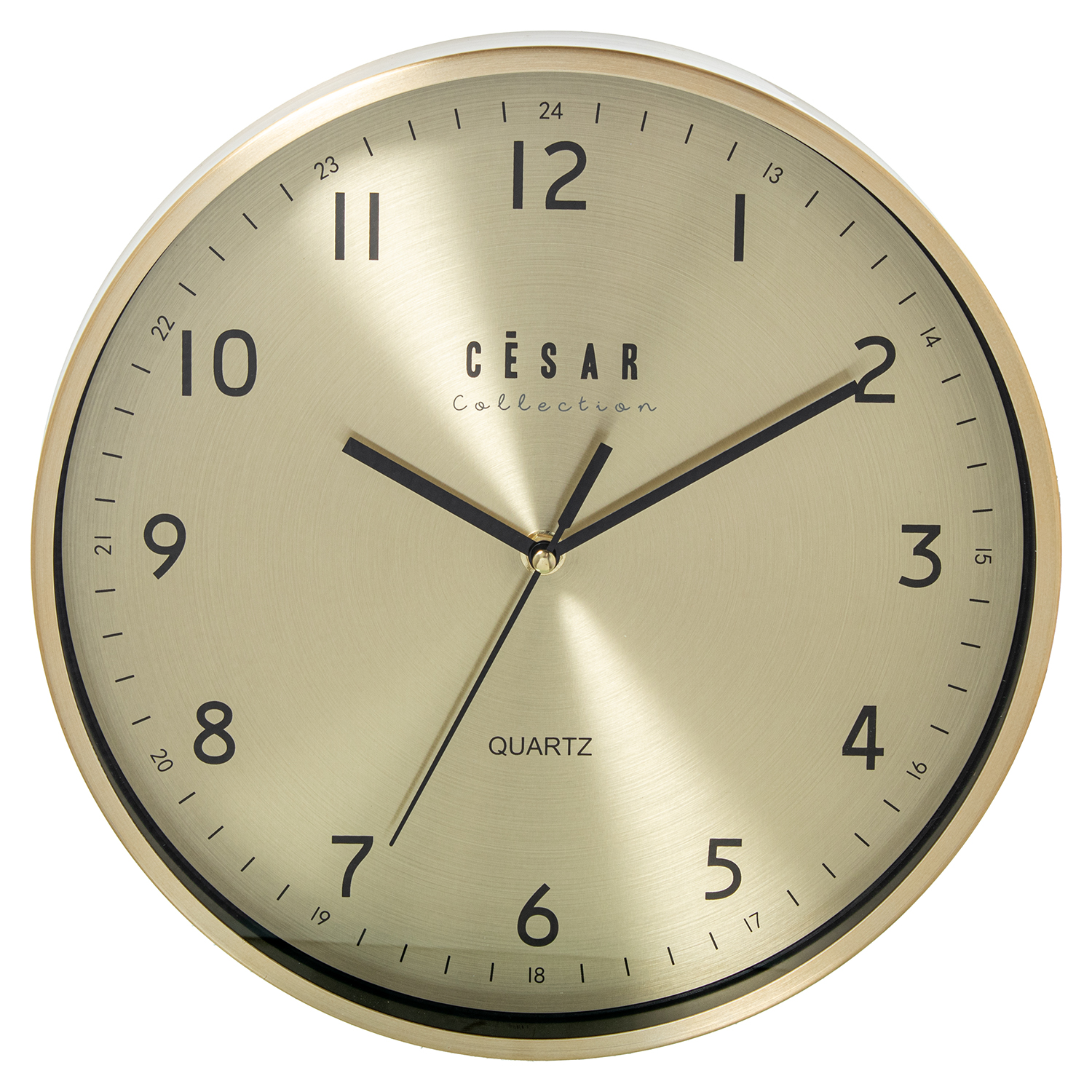 RELOJ PARED ALUMINIO DORADO 30CILLAS NEGRAS