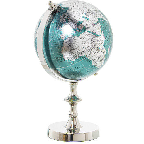 GLOBO TERRÁQUEO ALUMINIO ACABADO NIQUEL, GLOBO ø20CM, NEGRO