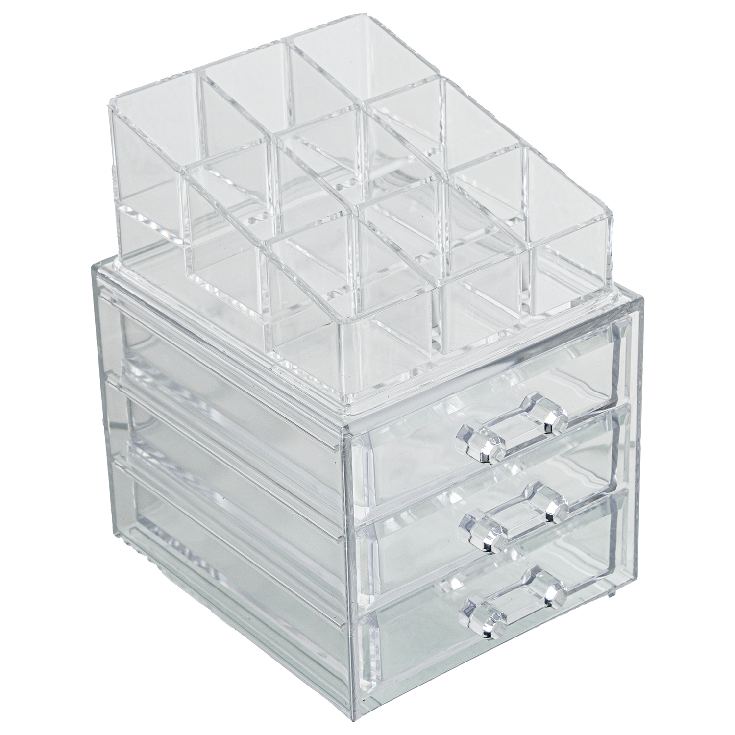 ORGANIZADOR ACRILICO PARA COSMÉTICOS, 3 HUECOS