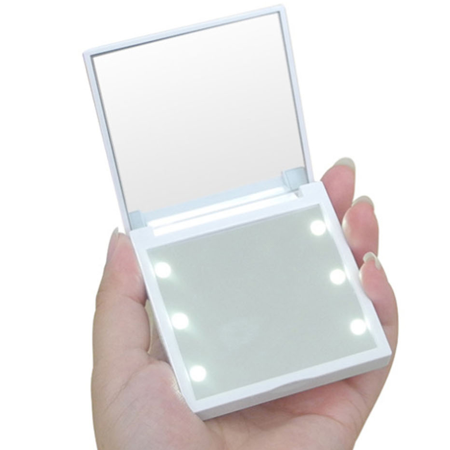 ESPEJO PORTÁTIL CON LUZ LED AC/LUCES LED VARIABLE-BLANCO ACR