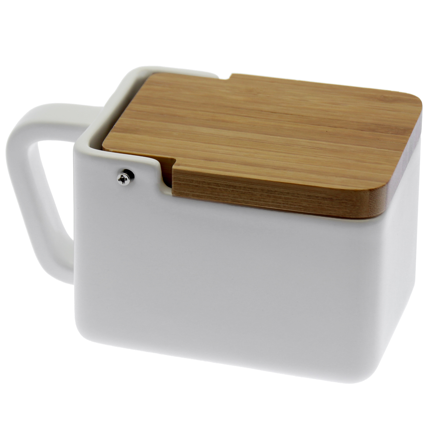 SALERO CERÁMICA BLANCA TAPA MA MADERA