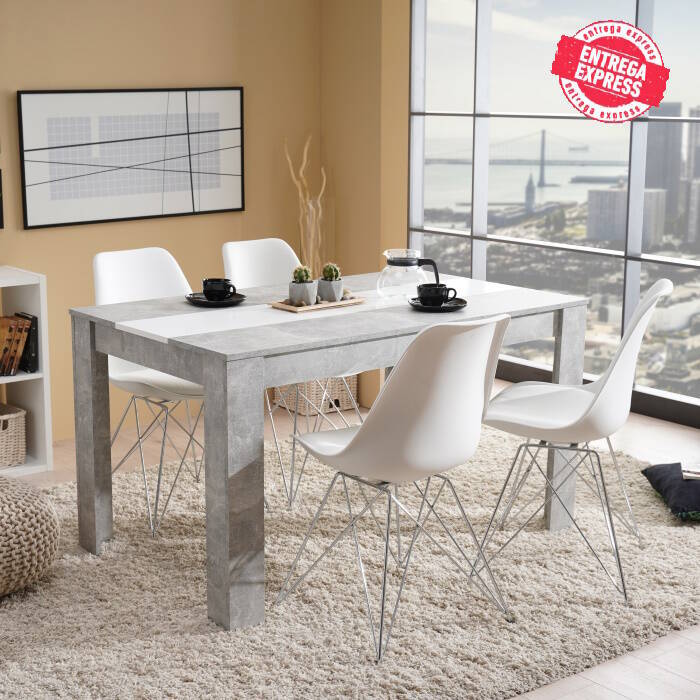 MESA COMEDOR MOD. DOMUS CEMENTO/BLANCO