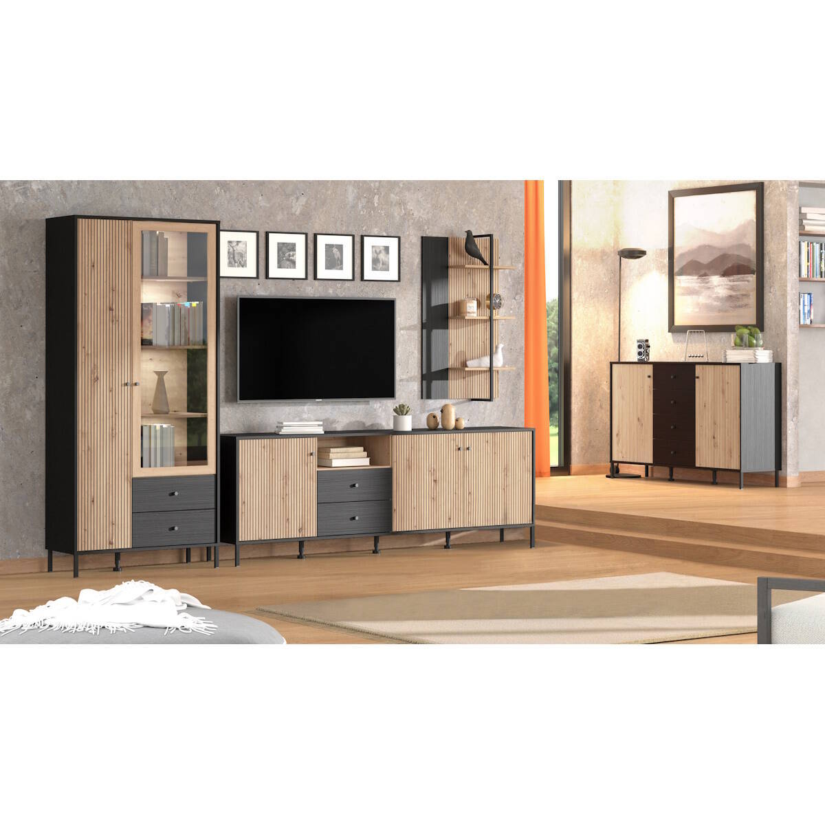 MODULO TV MOD. AQUITANIA ARTISAN / NEGRO - Imagen 4