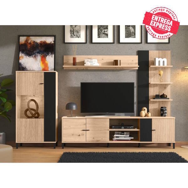 COMPOSICION SALON MOD. AVIGNON ROBLE ARTISAN/ NEGRO (Vannes)