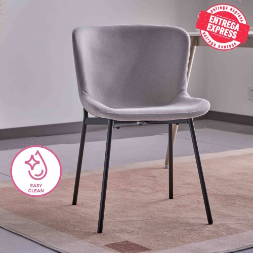 SILLA MOD. CAIRO TELA C/ GRIS CLARO - PATA NEGRA SE SIRVE EN CAJAS DE 4 UDS