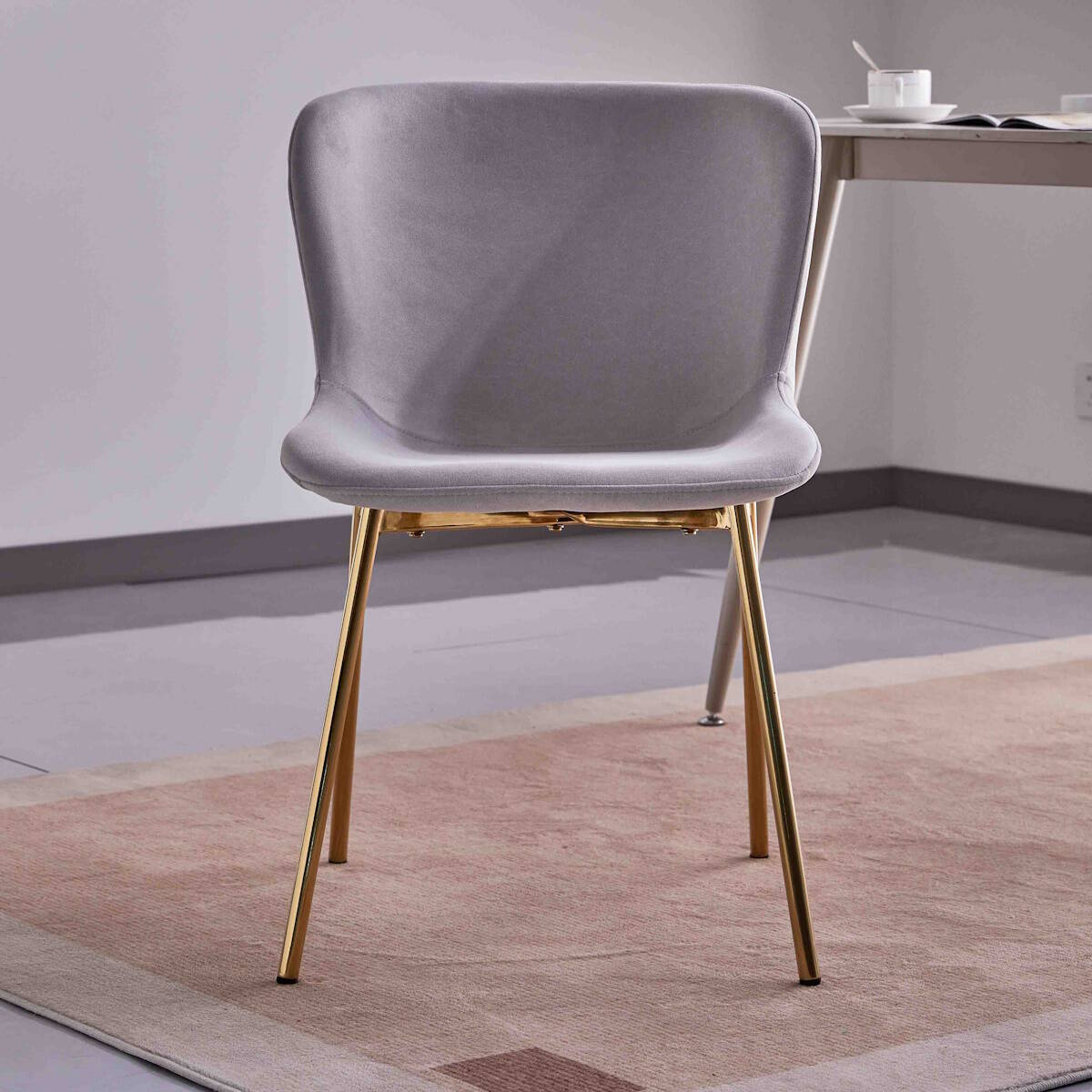 SILLA MOD. CAIRO TELA C/ GRIS CLARO - PATA DORADA SE SIRVE EN CAJAS DE 4 UDS - Imagen 3