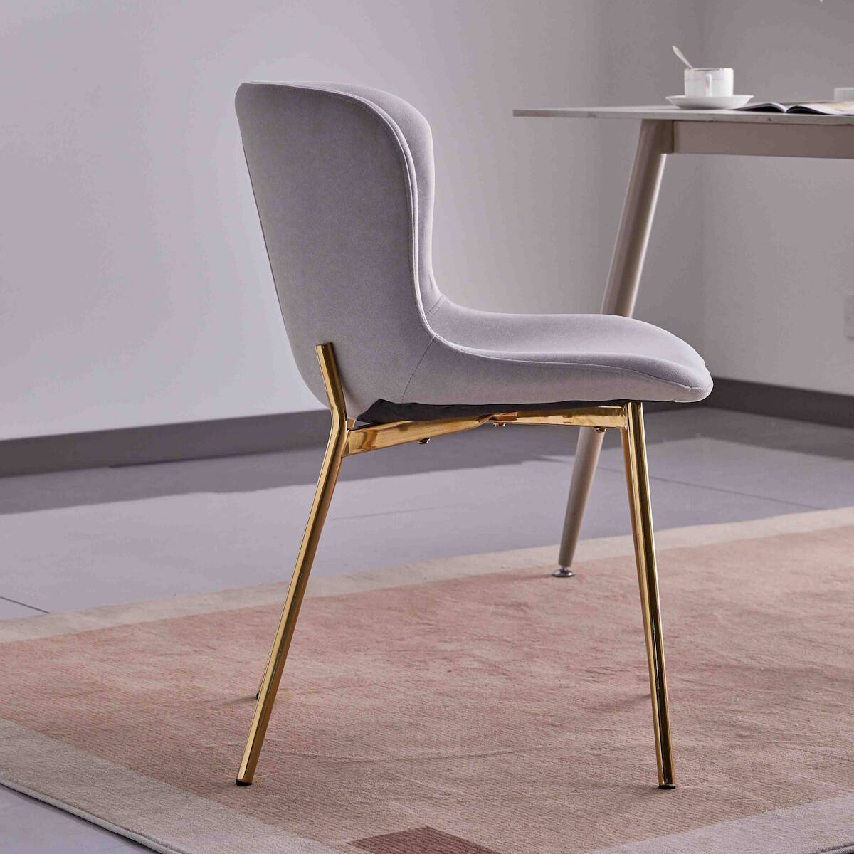 SILLA MOD. CAIRO TELA C/ GRIS CLARO - PATA DORADA SE SIRVE EN CAJAS DE 4 UDS - Imagen 4