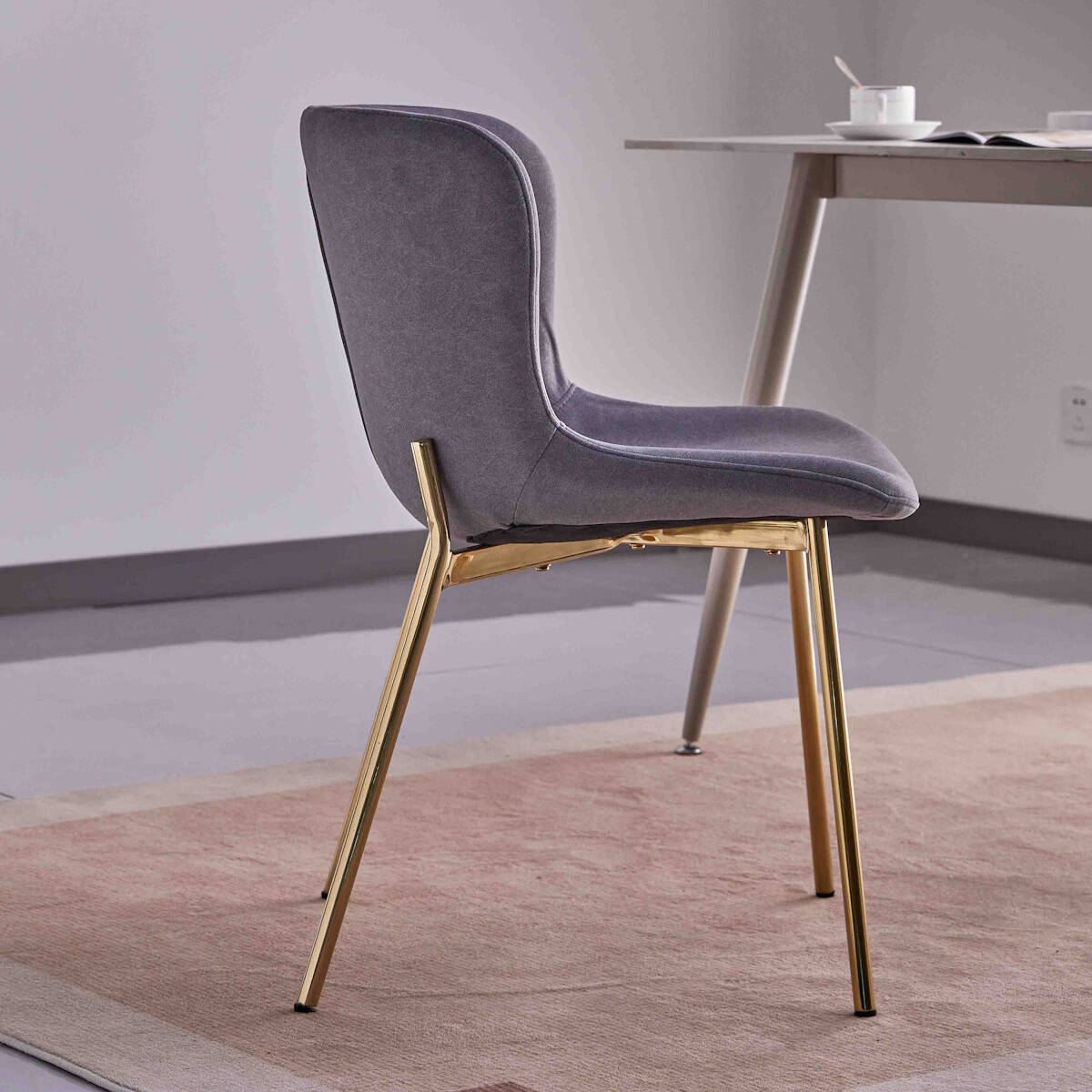 SILLA MOD. CAIRO TELA C/ GRIS OSCURO - PATA DORADA SE SIRVE EN CAJAS DE 4 UDS - Imagen 4