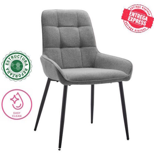 SILLA MOD. CARACAS TELA C/ GRIS - PATA NEGRA SE SIRVE EN CAJAS DE 4 UDS