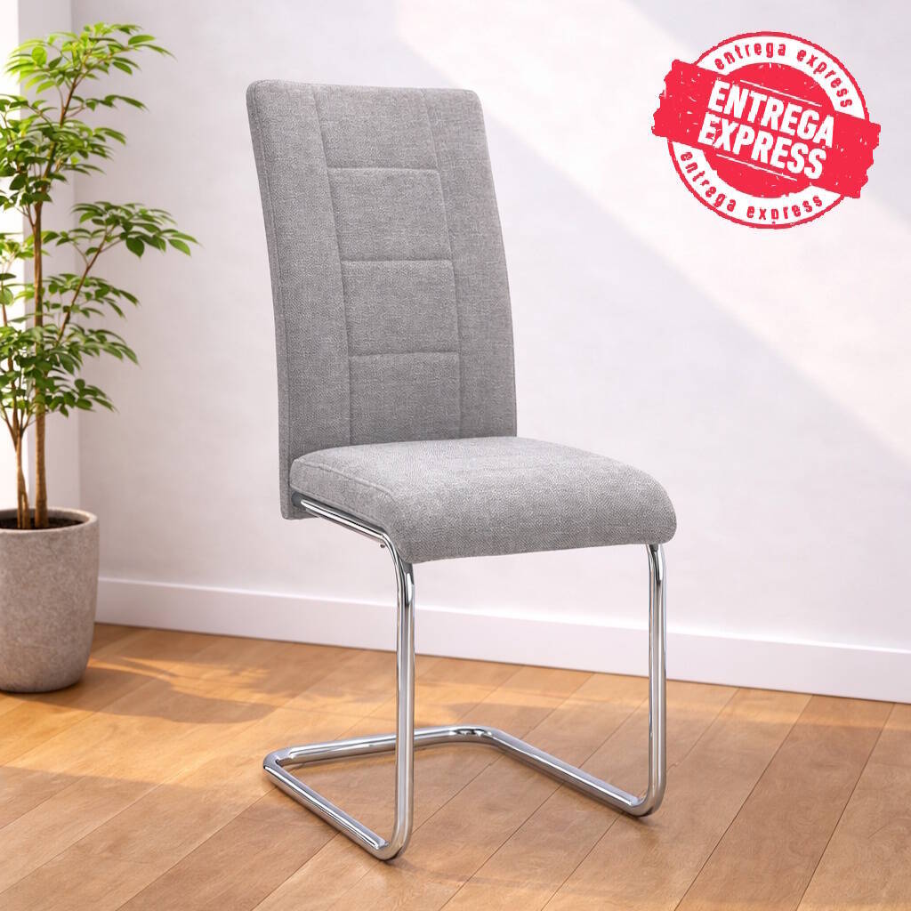 SILLA MOD. CHIARA PATA CROMO TELA C/ GRIS (NUEVA TELA) SE SIRVE EN CAJAS DE 4 UDS