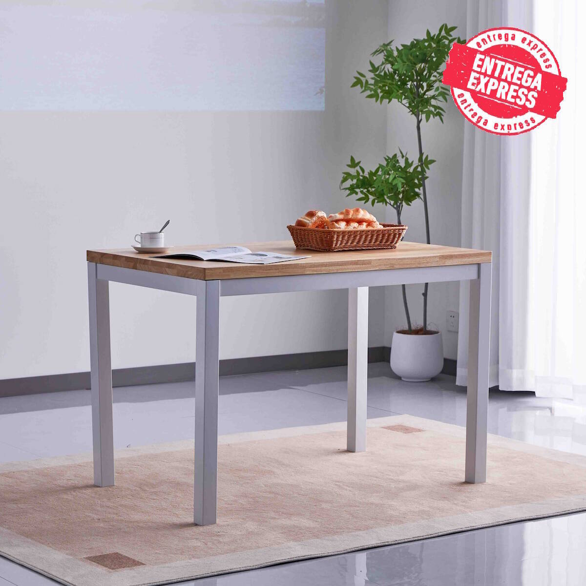 MESA COCINA FIJA MOD. DALTON TAPA ROBLE - PATA BLANCA
