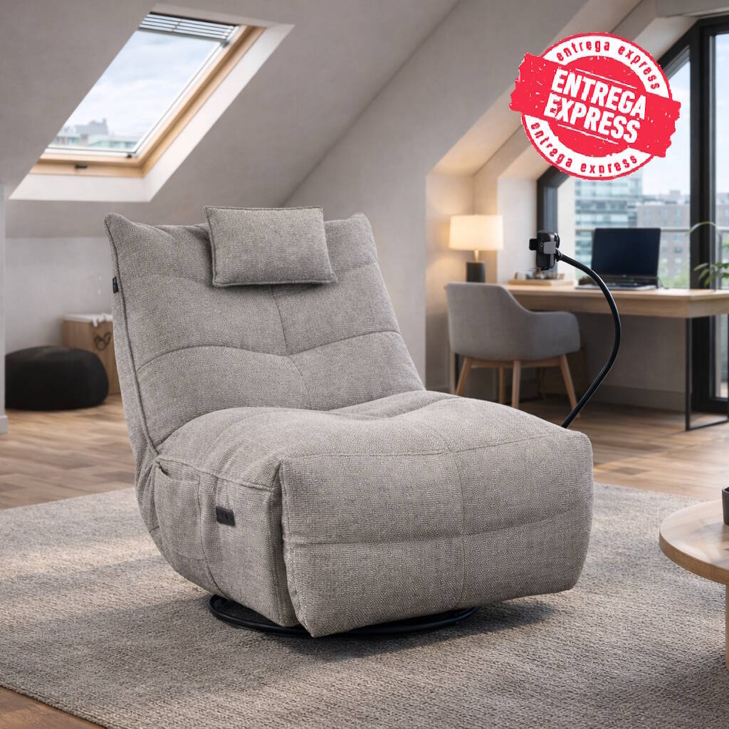 SILLON MOD. DIMIAN (CAMDEN) ELECTRICO + CARGADOR TELA C/ GRIS CLARO RELAX ELECTRICO