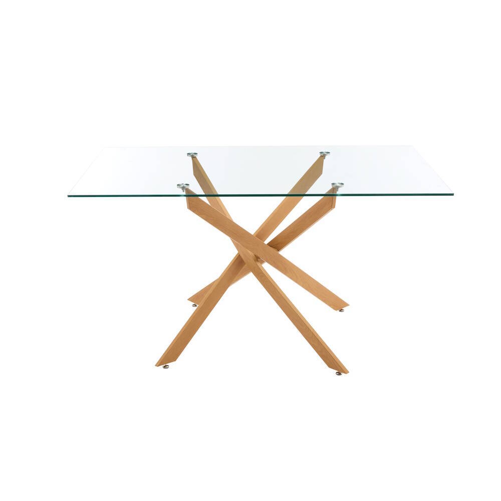 MESA COMEDOR FIJA MOD. ERIKA PATA MADERA - TAPA CRISTAL - Imagen 2