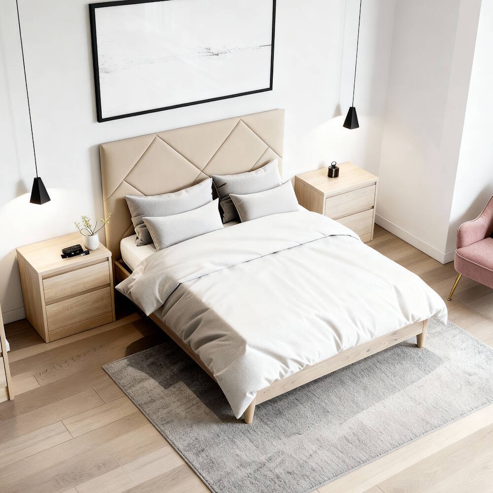 CABECERO MOD. EUROPA 160 CM TELA C/ BEIGE - Imagen 2