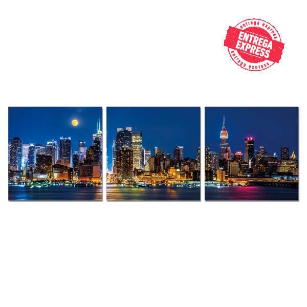 CUADRO 3 PIEZAS 60*60 NOCHE EN MANHATTAN