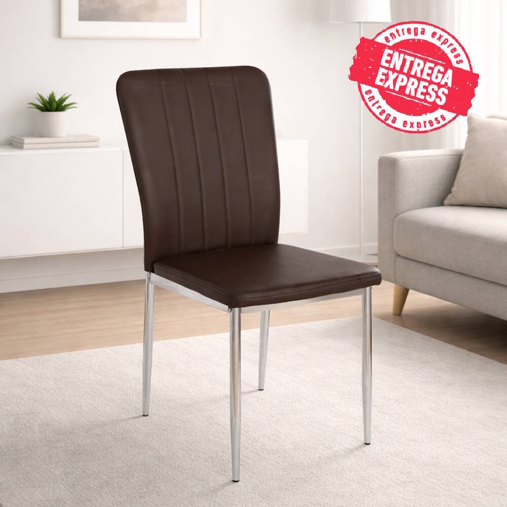 SILLA MOD. ALANA PU CHOCO/PATA CROMO SE SIRVE EN CAJAS DE 6 UDS