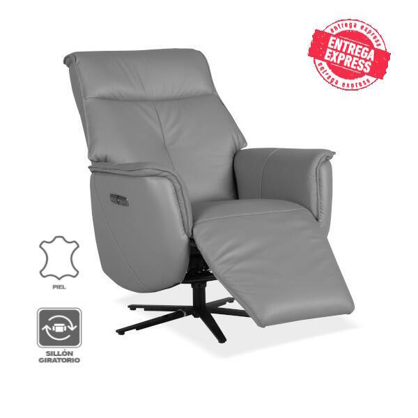 SILLON MOD. GATLIN PIEL C/ GRIS GIRATORIO Y RELAX ELECTRICO
