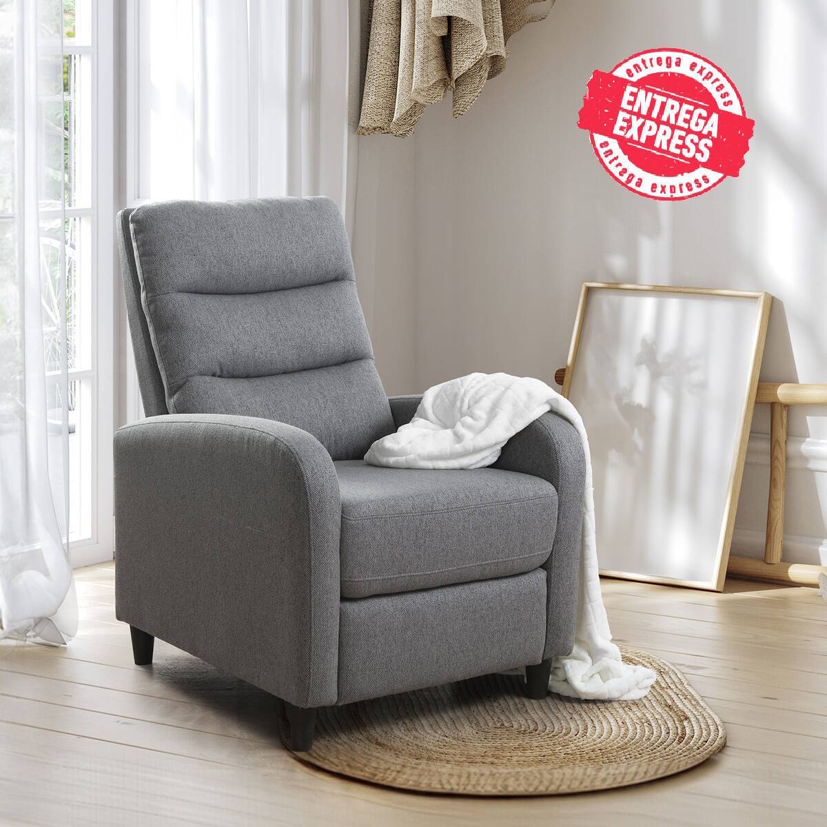 SILLON RELAX MOD. LUNDA PWR LIFT TELA C/ GRIS