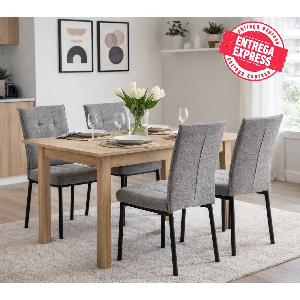 MESA COMEDOR EXTENSIBLE MOD. NORUEGA C/ ROBLE ARTISAN 120/160*80 CM