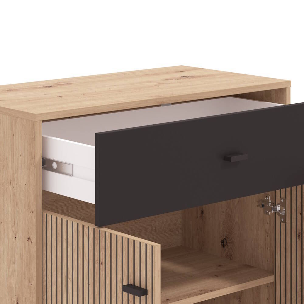 APARADOR MOD. PETIT AVIGNON 80 CM ROBLE ARTISAN / NEGRO (Vannes) - Imagen 5