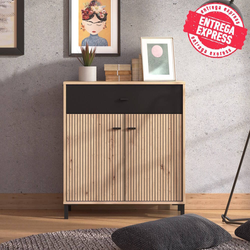 APARADOR MOD. PETIT AVIGNON 80 CM ROBLE ARTISAN / NEGRO (Vannes)