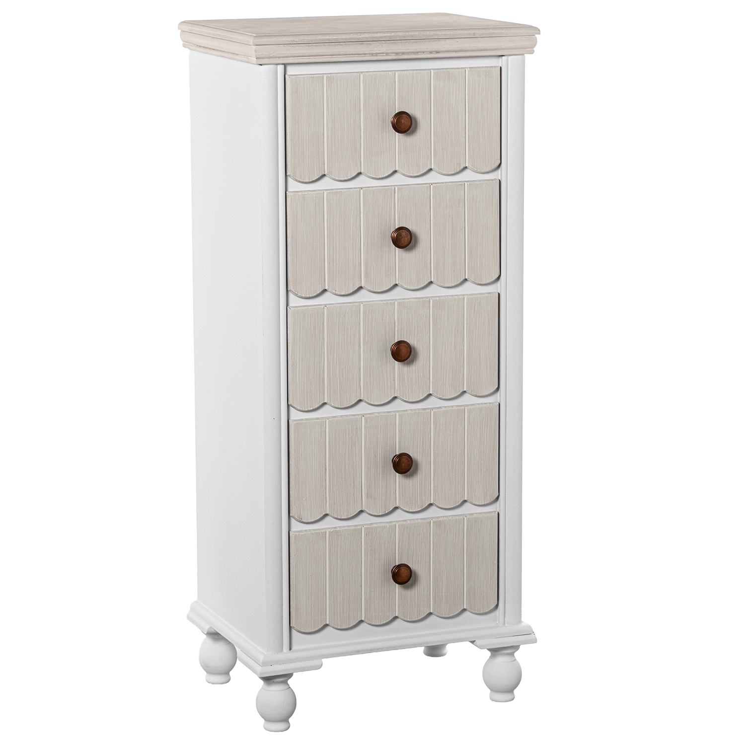 SIFONIER MADERA C/5 CAJONES BLCO/CREMA, DM+PINO