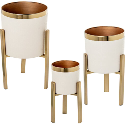 SET 3 MACETEROS C/PIE METAL BLRADO