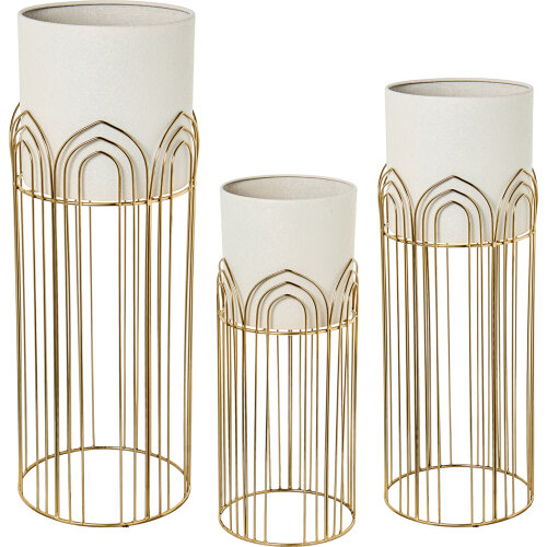 SET 3 MACETEROS C/PIE METAL DOGRO/BEIGE