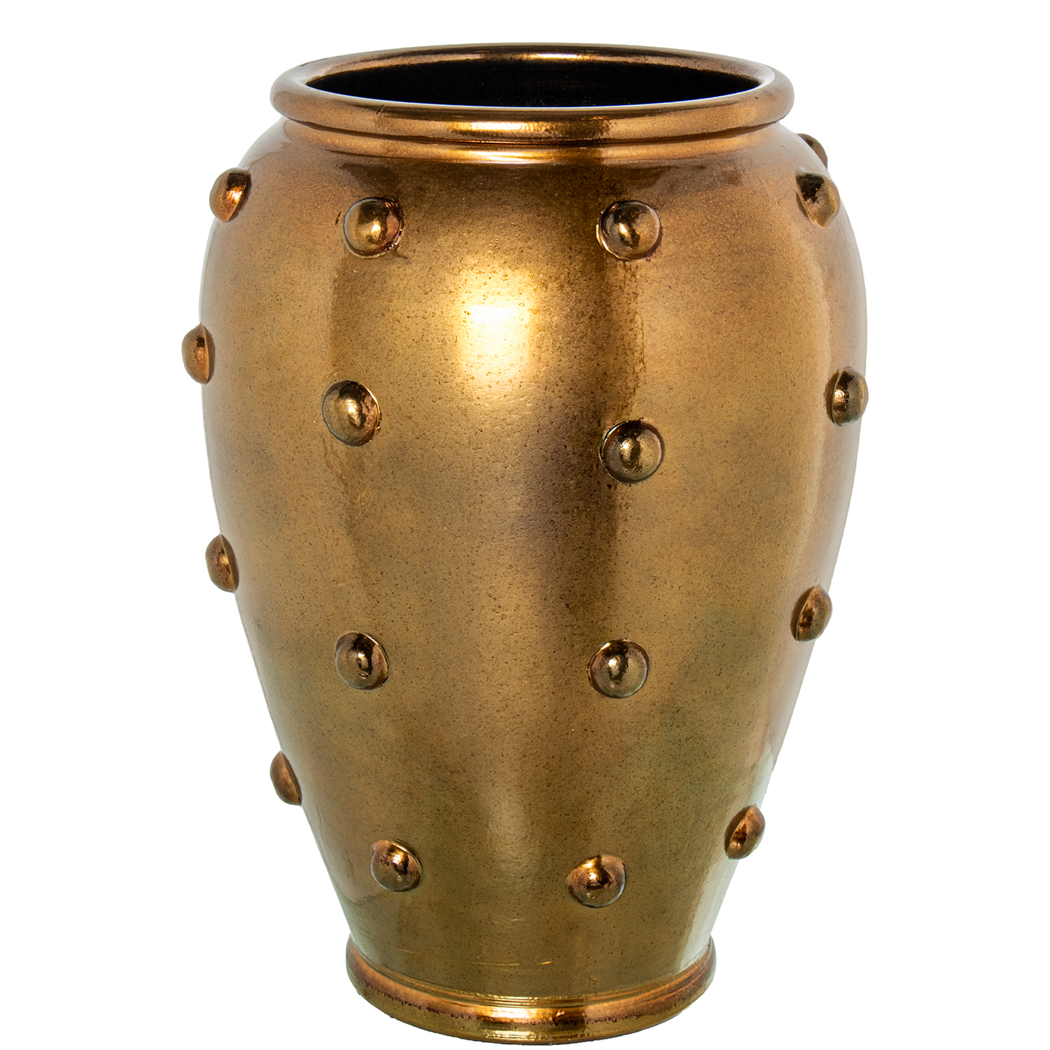 JARRÓN CERÁMICA 60CM DORADO CUERO