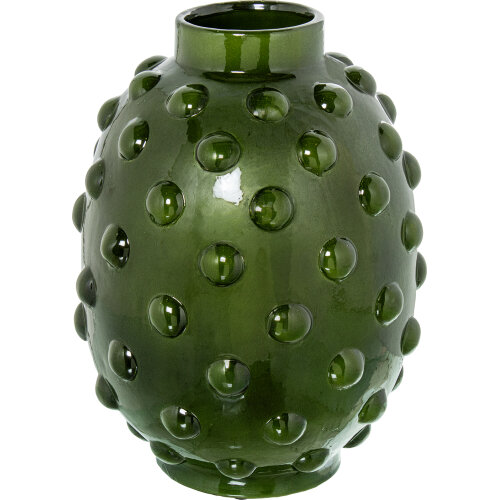 JARRÓN CERÁMICA BOLA 40CM VERDE BRILLO