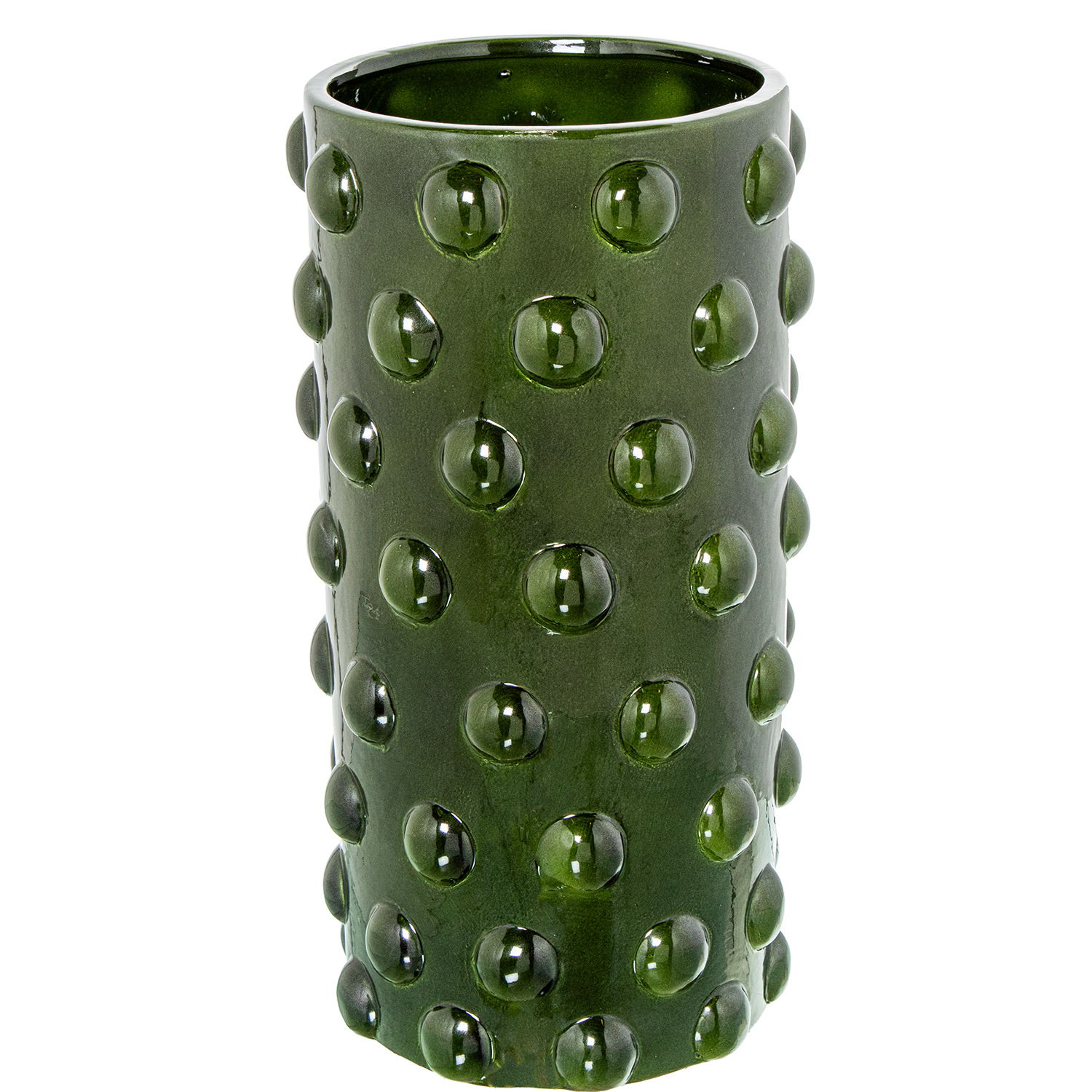 JARRÓN CERÁMICA 40CM VERDE BRILLO
