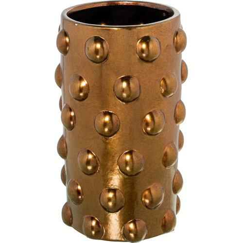 JARRÓN CERÁMICA 30CM DORADO CUUERO