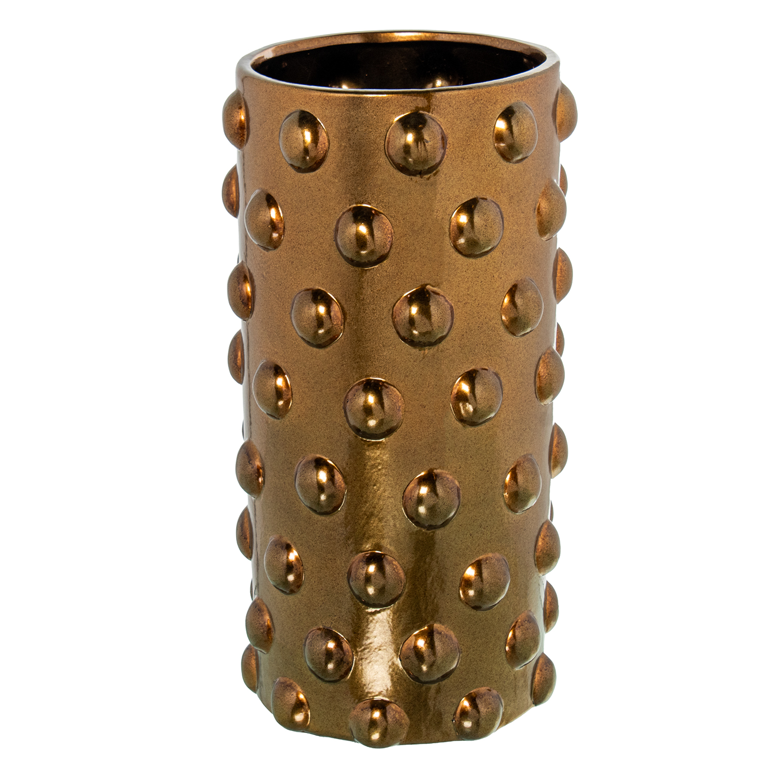 JARRÓN CERÁMICA 40CM DORADO CUERO