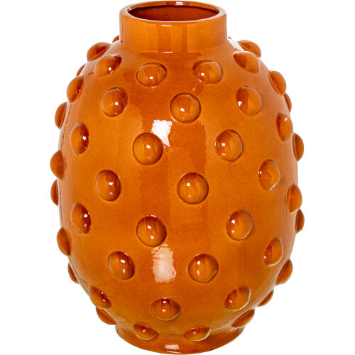 JARRÓN CERÁMICA BOLA 40CM MOSTAZA BRILLO