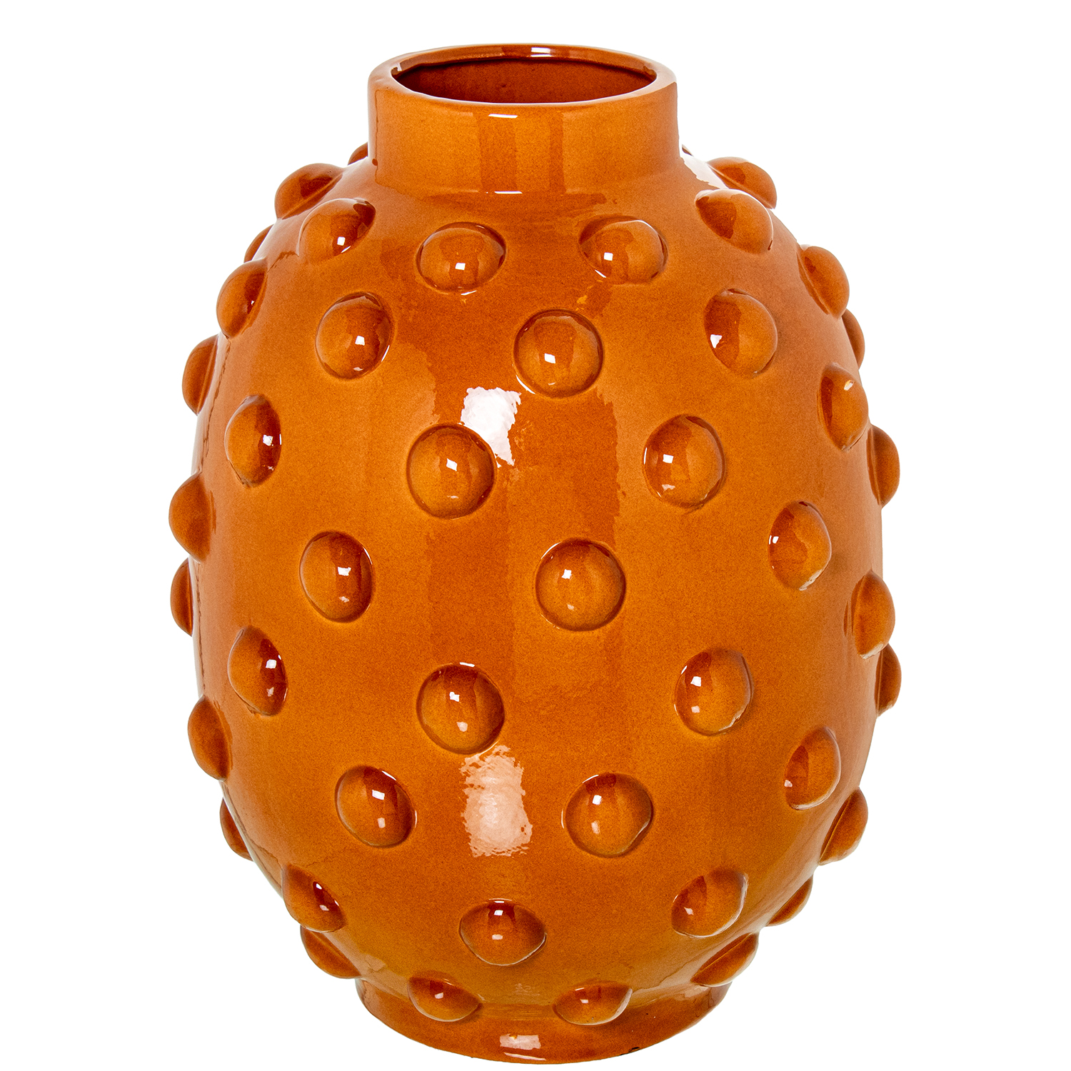 JARRÓN CERÁMICA BOLA 40CM MOSTAZA BRILLO