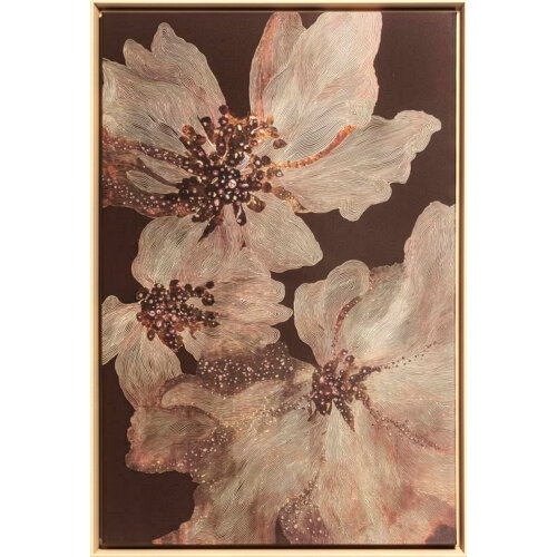 CUADRO LIENZO IMPRESO FLORESO CON RELIEVE