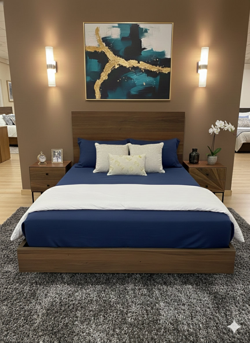 Dormitorio moderno con cabecero tecnológico