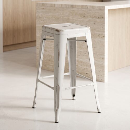 Taburete de cocina Tolix blanco roto