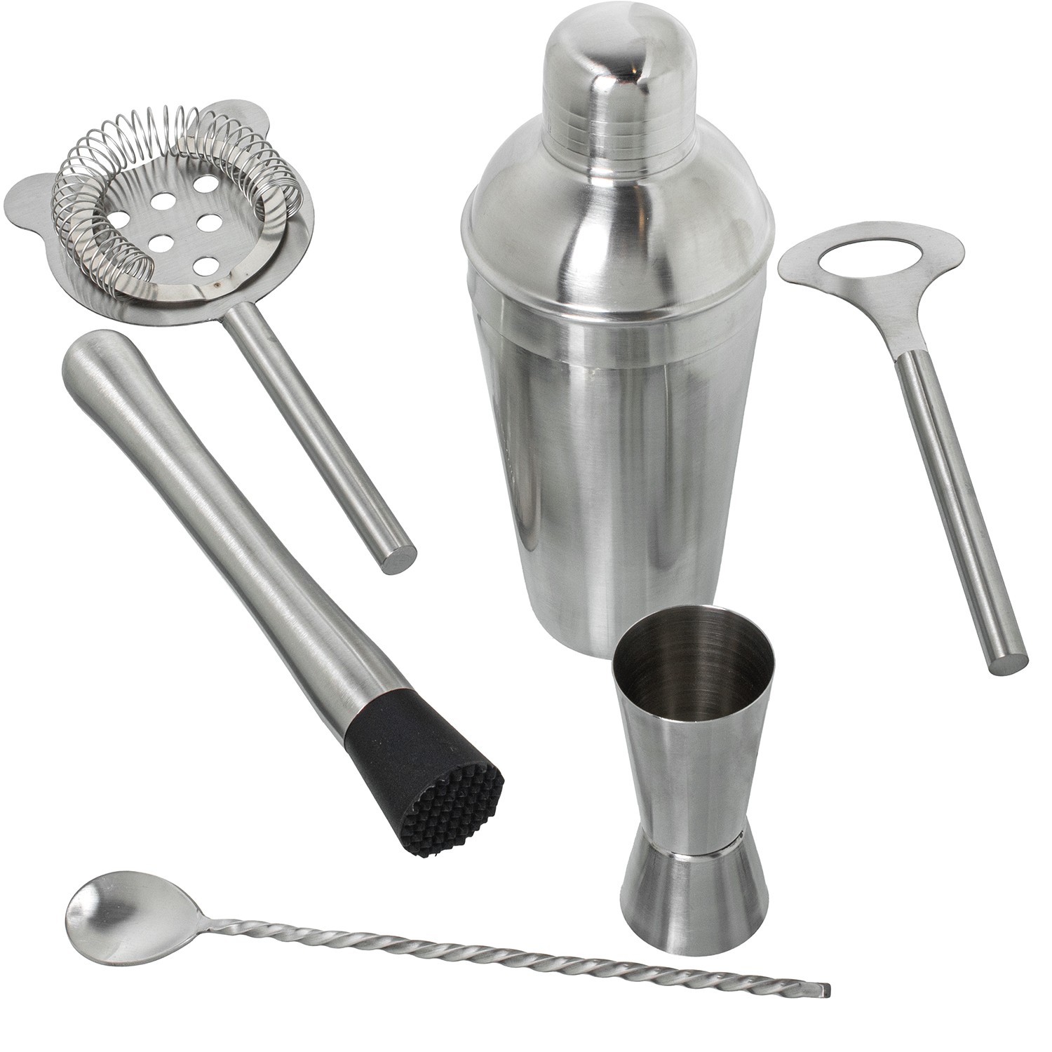 SET 6 UTENSILIOS COCKTAIL ACERO INOX. BRILLO