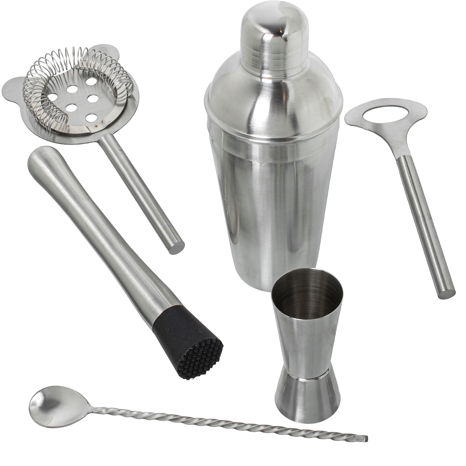 SET 6 UTENSILIOS COCKTAIL ACERO INOX. BRILLO