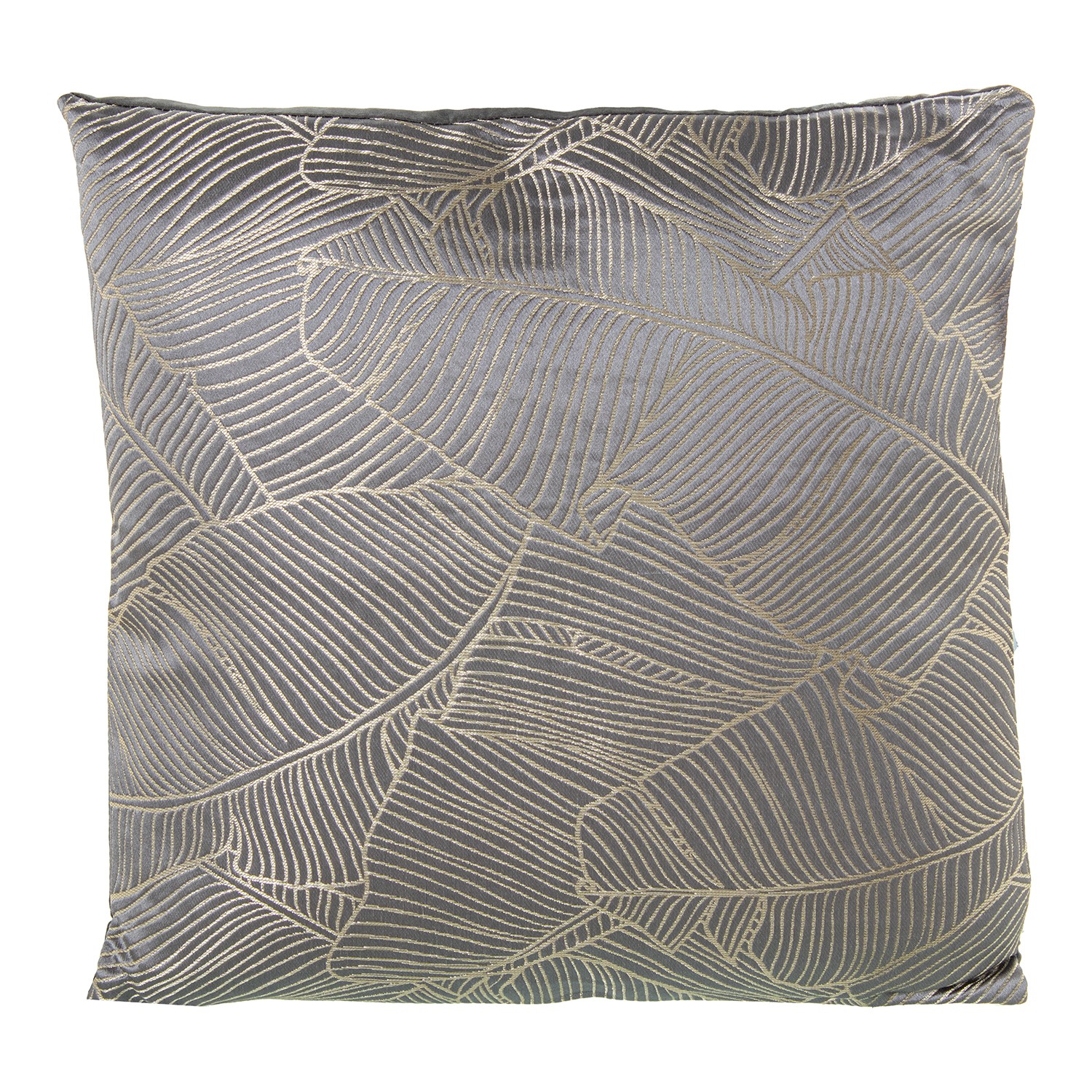 COJÍN 22132 GRIS HOJAS BEIGE CNA DORADA PUNTAS